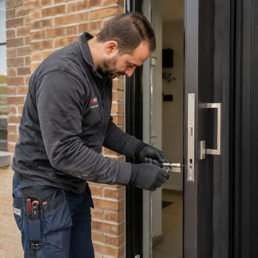 Ervaren slotenmaker vervangt een veiligheidscilinder bij een woning in Antwerpen.