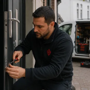 Slotenmaker repareert een defect schuifraamslot in Antwerpen